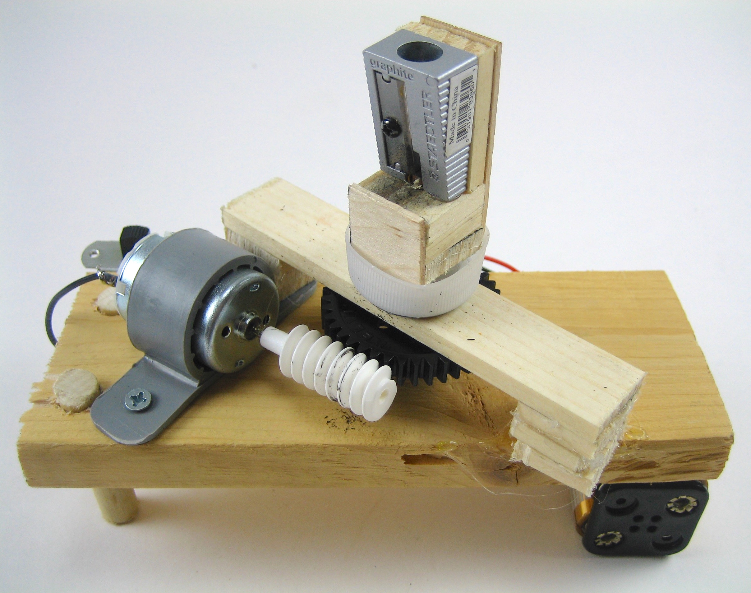closeup photo of homemade electric pencil sharpener
